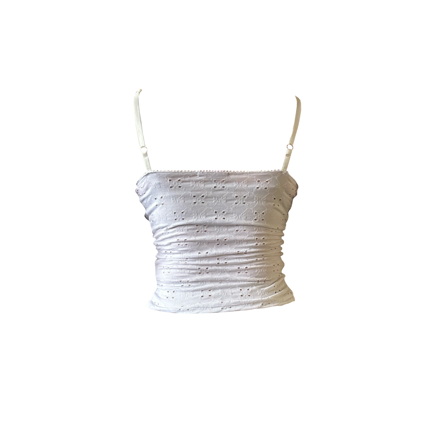 White Broderie Anglaise Andromache Ruched Cami