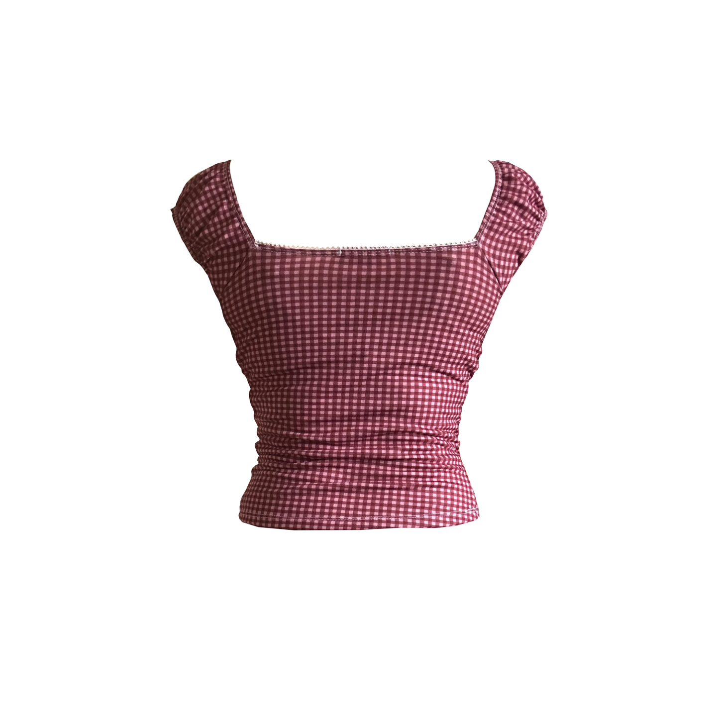 Burgundy Gingham Milkmaid Short Set