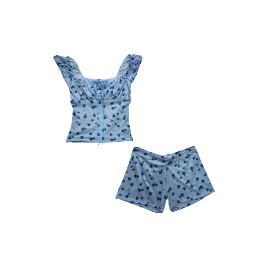 Blueberry Bloom Milkmaid Short Set