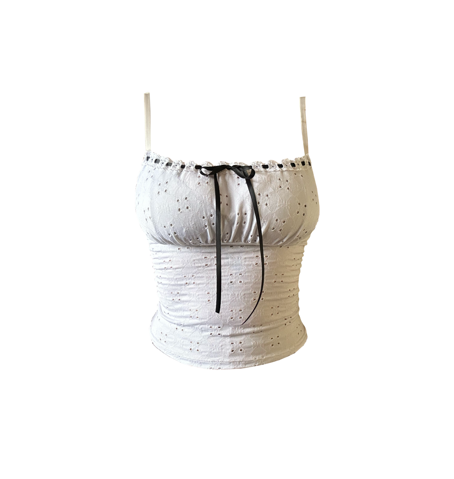 White Broderie Anglaise Andromache Ruched Cami