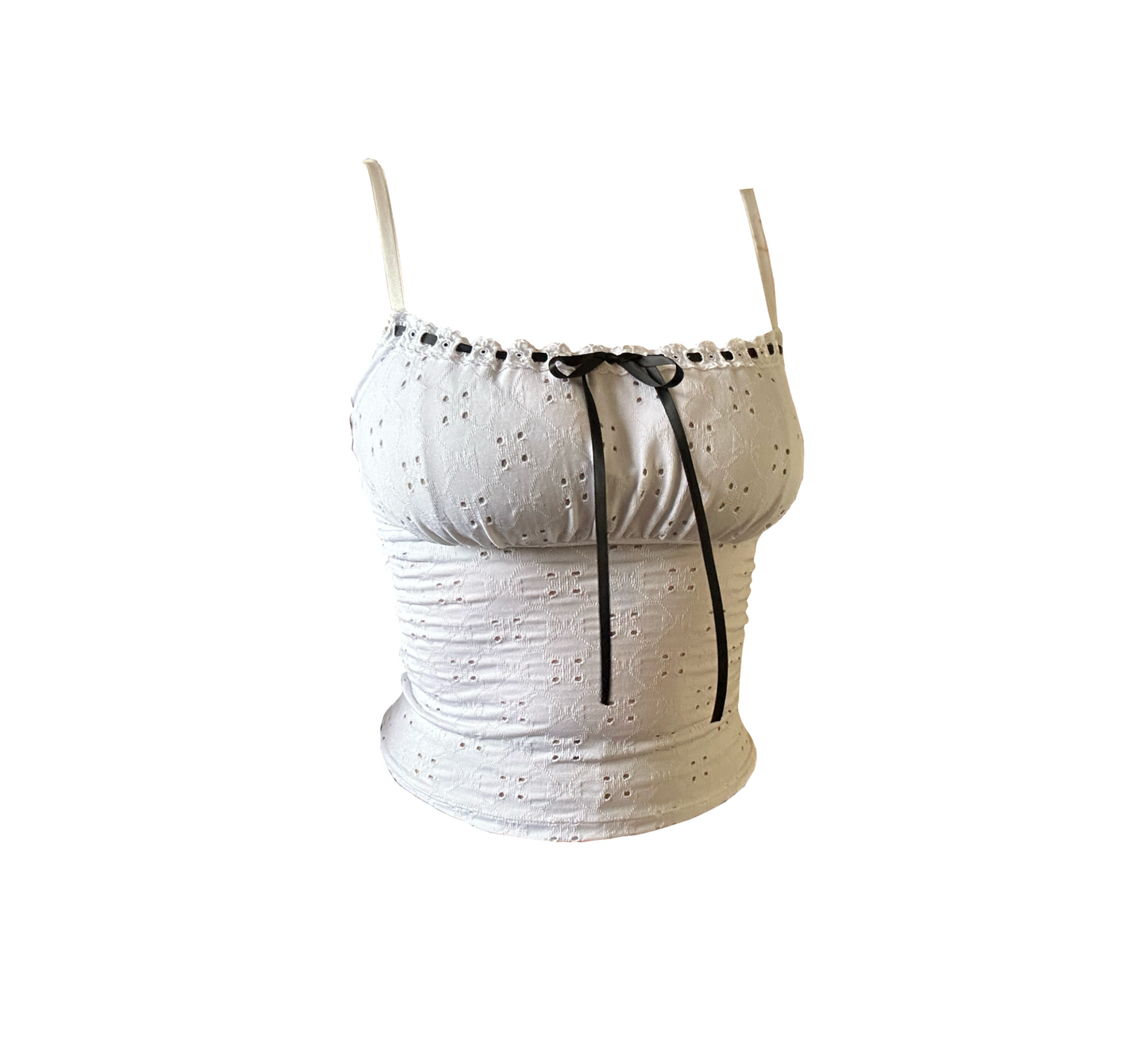 White Broderie Anglaise Andromache Ruched Cami