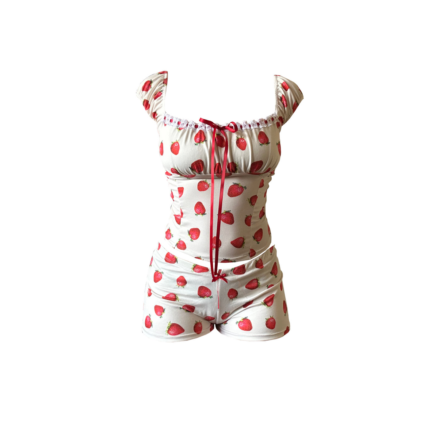 Strawberries & Creme Milkmaid Short Set