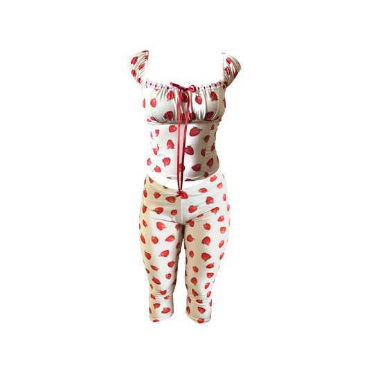 Strawberries & Creme Milkmaid Capri Set